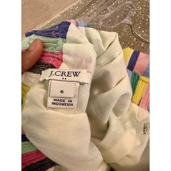 J. Crew Womens Colorful Striped Linen Blend Mini Skirt Pockets Casual - Picture 4 of 7